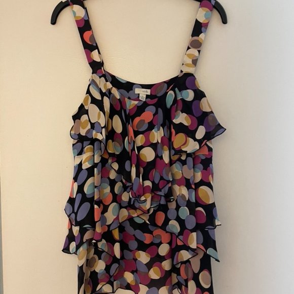 Odille / Anthropologie Polka dot Tiered Silk Top - Picture 2 of 5